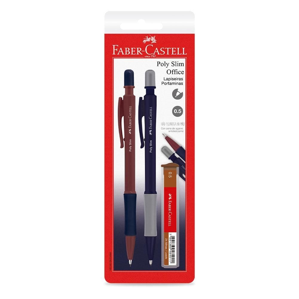 Lapiseira 0.5mm Poly Slim Office AZ/RX 2 unid Faber-Castell