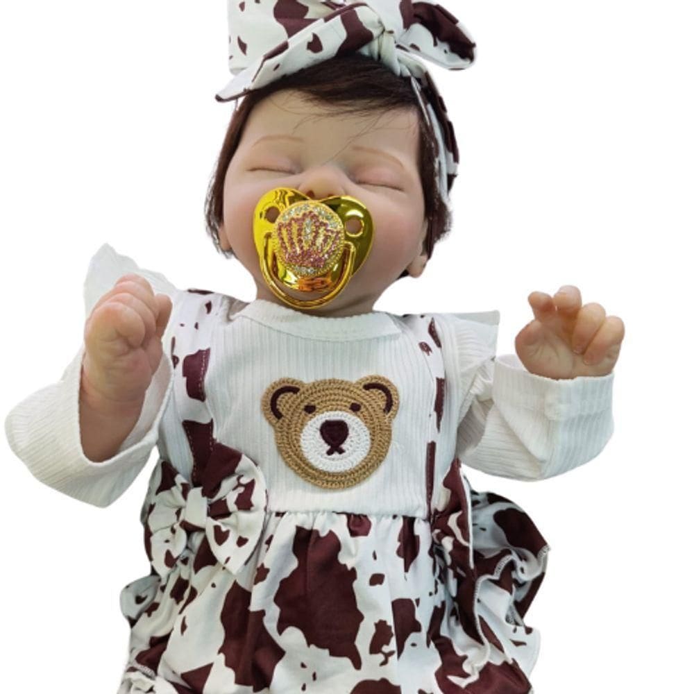 Bebê Reborn Menina Olhos Fechados Cabelo Implantado Fio A Fio Realista