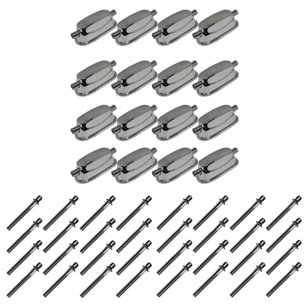 Kit 16 Canoas Tom Caixa Cromo 18.4 + 32 Parafusos 51X6Mm M6