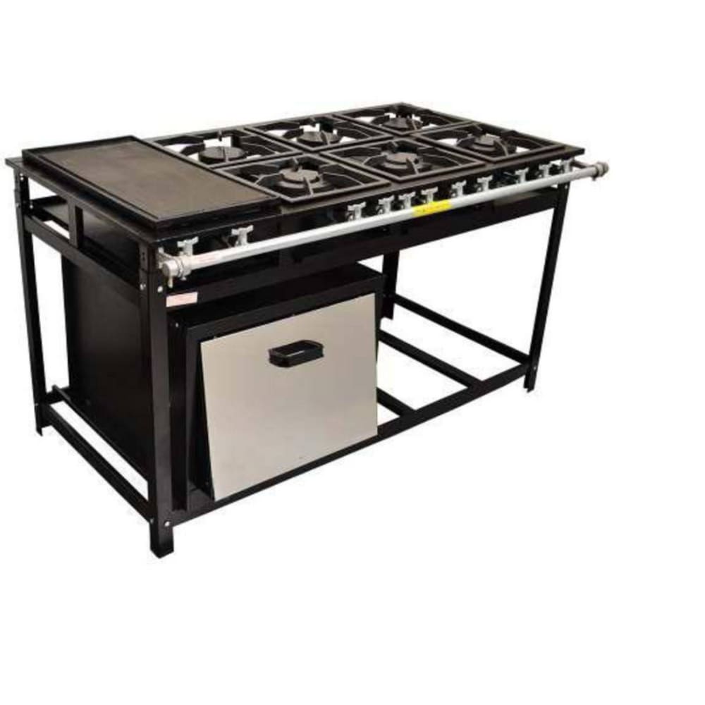 Fogão Industrial 6 Bocas com Chapa QS/QD P7 com Forno Leona