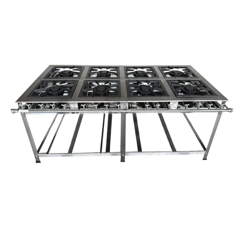 Fogão Industrial 8 Bocas Duplas 30x30 P7 em Aço Inox Leona