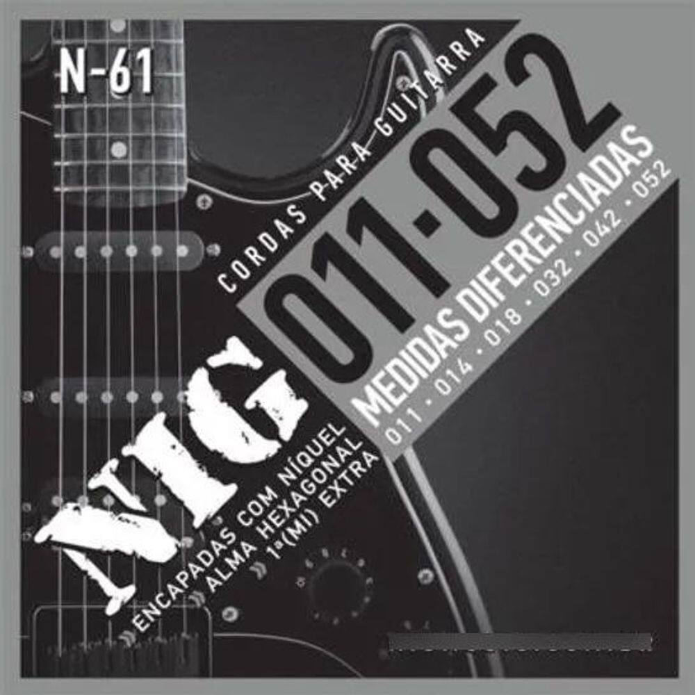 3X Nig Guitarra Encordoamento Níquel N-61.011 + Palheta