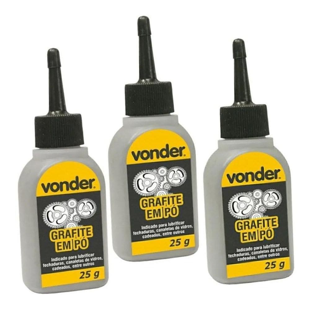 3X 3Un Grafite Em Pó 25G Vonder Para Maçanetas, Fechaduras