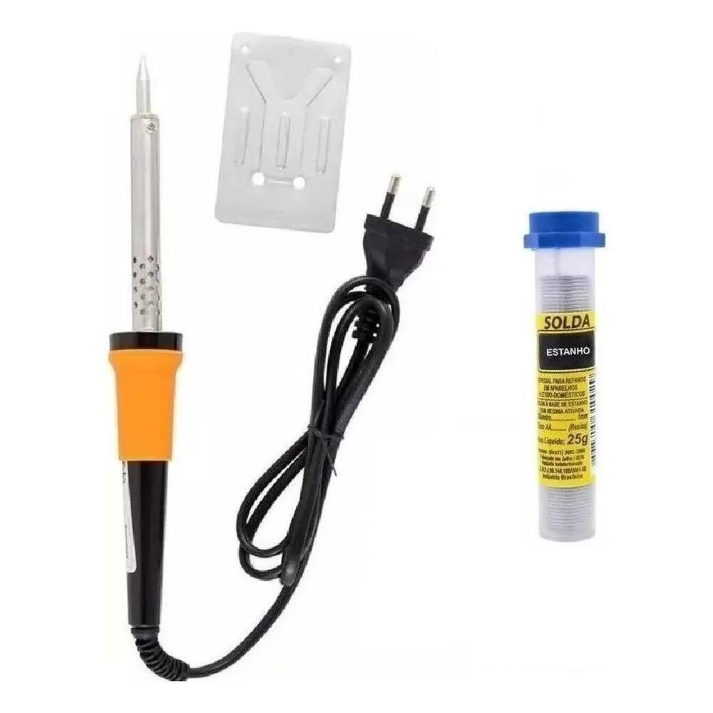 3X Kit Ferro Soldar Eda 30, 40 Ou 60 W + 1 Tubo Estanho 25