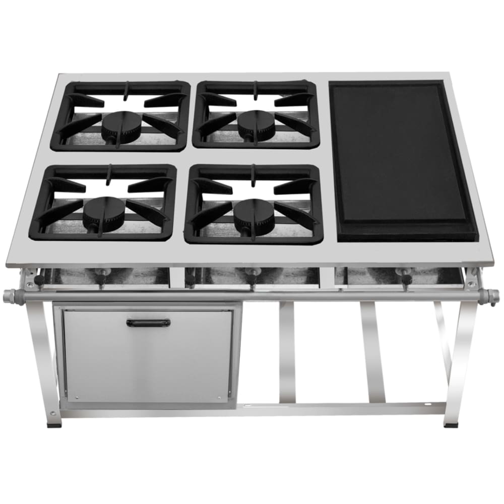 Fogão Industrial 4 Bocas com Chapa Ap P7 com Forno Leona