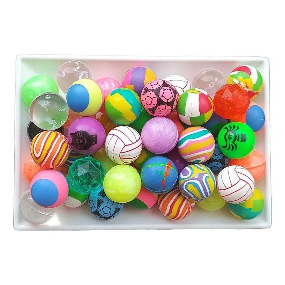 3X Bolinha Pula Pula 32Mm Premium Mix - Pacote 50 Unidades