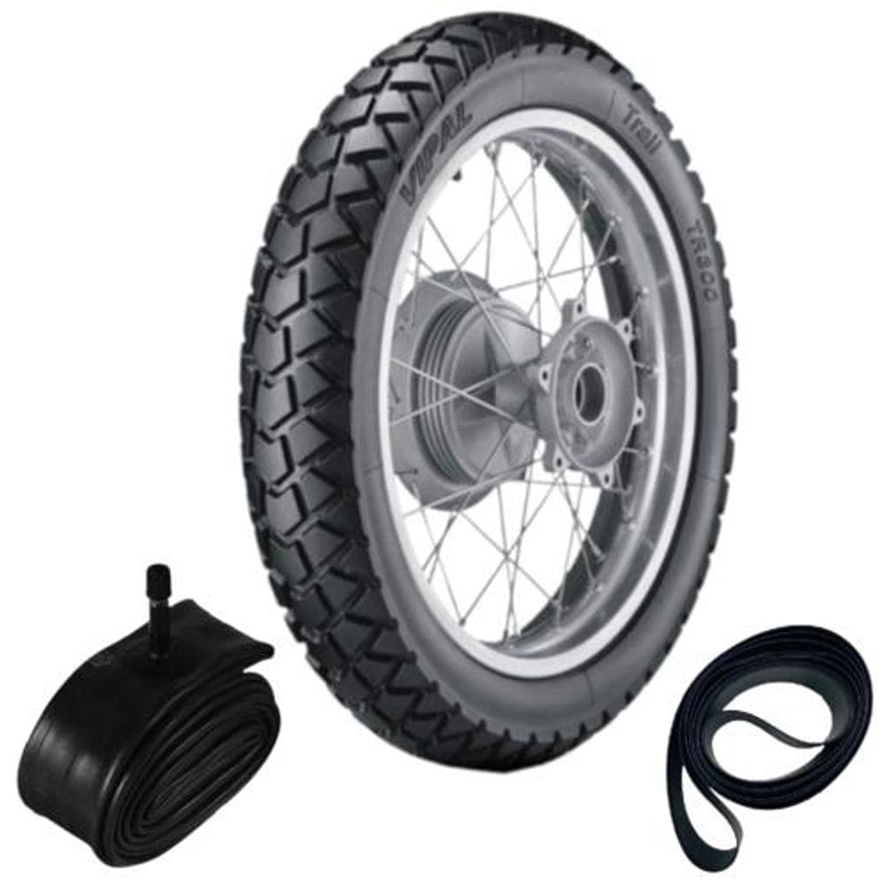 Pneu Pop 110 Biz 125 Biz 100 80/100-14 49l TR300 VIPAL + Câmara + Cinta