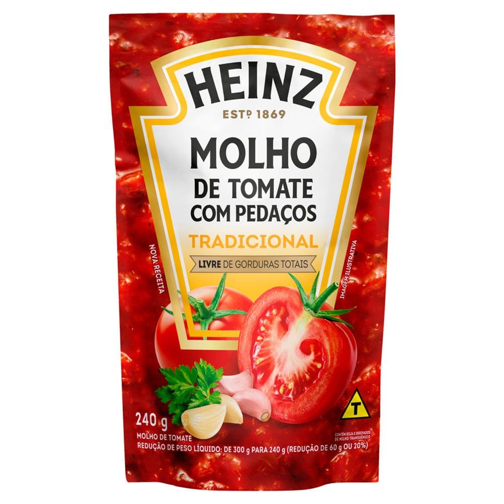 Molho de Tomate Heinz com Pedaços Tradicional Sachê 240g