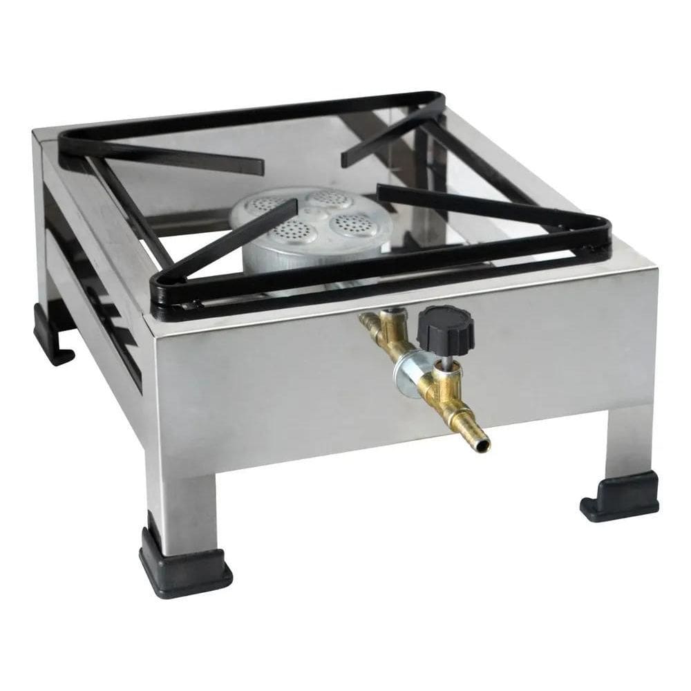 3X Fogao 1 Fogareiro Boca Inox Industrial Alta Pressão Compl