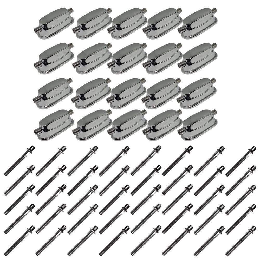Kit 20 Canoas Tom Caixa Cromo 18.4 + 40 Parafusos 51X6Mm M6