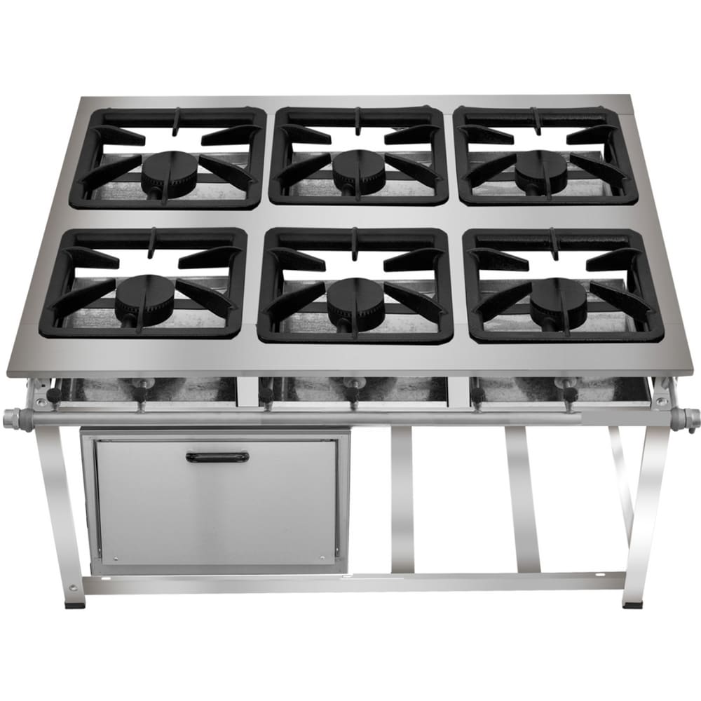 Fogão Industrial 6 Bocas Ap P8 em Aço Inox com Forno Leona