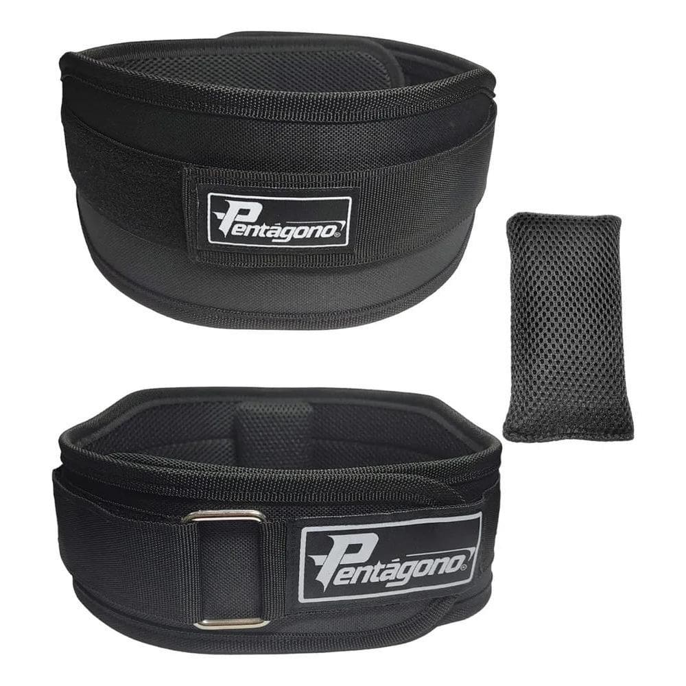 3X Cinturão Musculação Agachamento Tiger Preto Pentágono