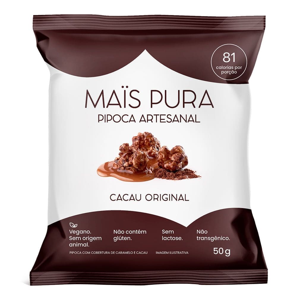 Pipoca Artesanal Mais Pura Sabor Cacau 50g