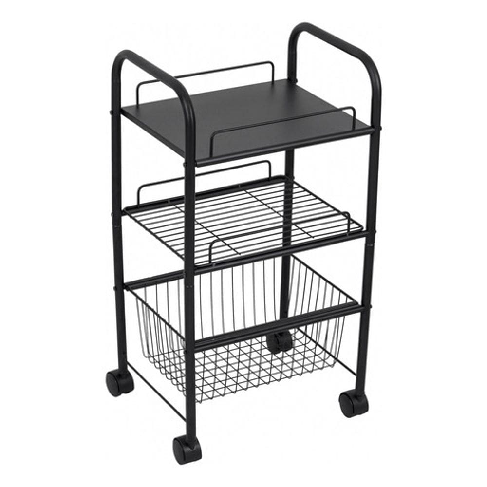 Carrinho Organizador Utiliario Aco 75x32x41cm Preto