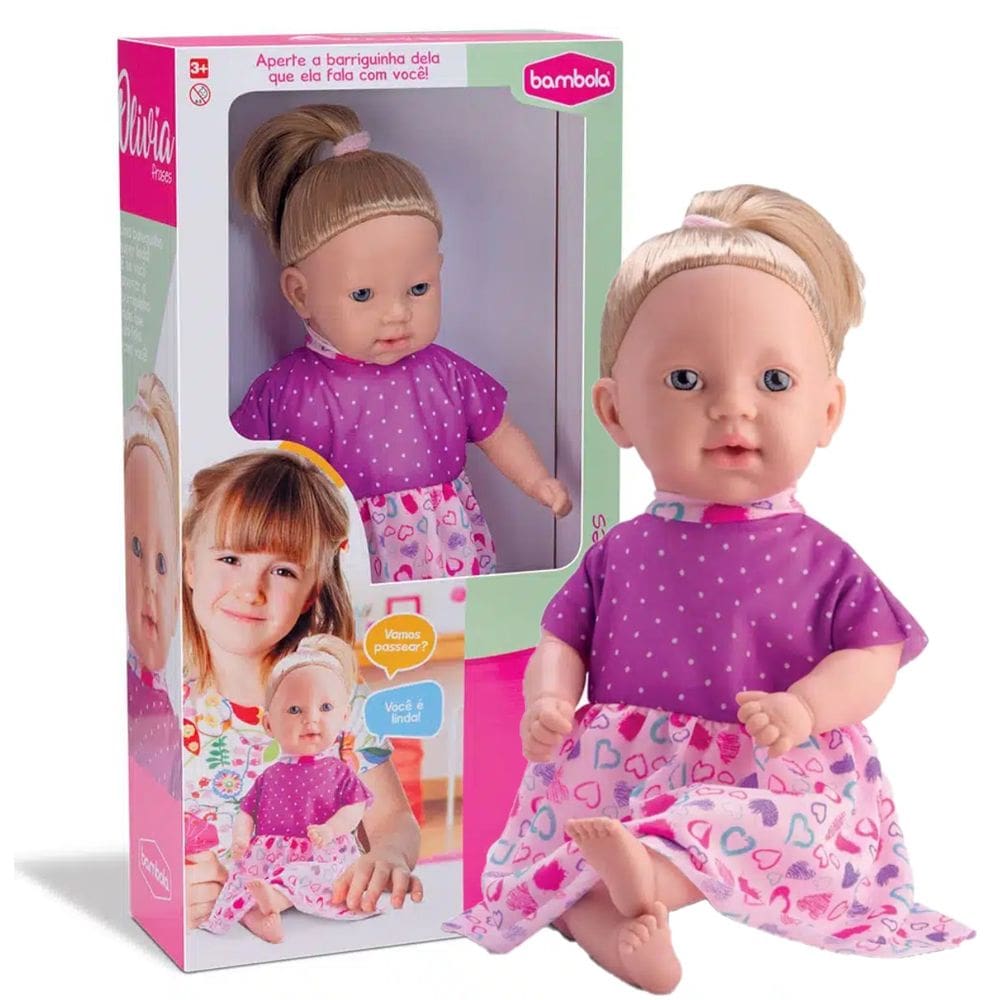 Boneca Olivia Bambola Loira Fala Frases Brinquedo Infantil
