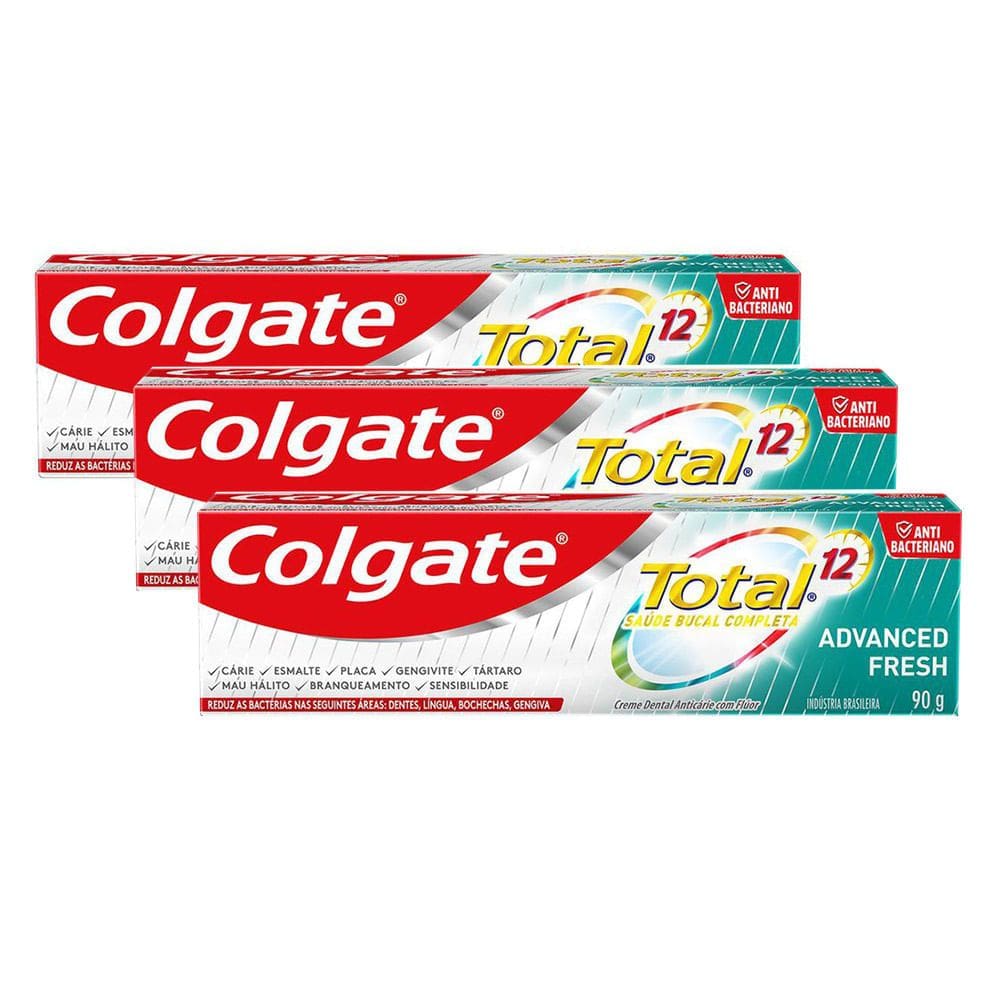 Creme Dental Colgate Total 12 Advanced Fresh Gel 90g | Kit com três unidades