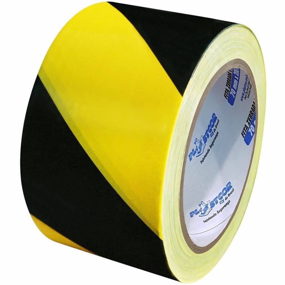 Fita Zebrada Preta e Amarela 100 Metros - 700.00081 - PLASTCOR