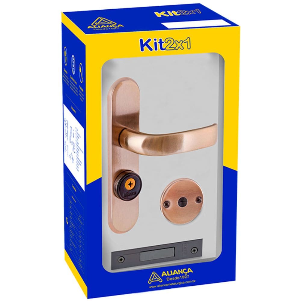 Kit Fechadura 2X1 Home Tetra 4170Z-2 Bronze Latonado - 068837 - ALIANÇA