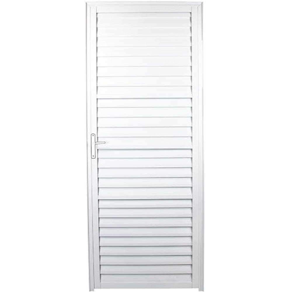 Porta de Alumínio Palheta Branca 210x70cm Esquerda - FACCE