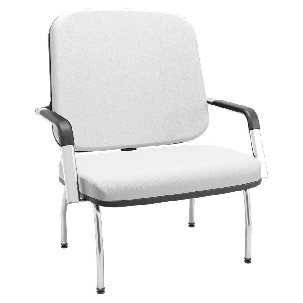 Cadeira De Escritório Recepção Com Braço Fixa Cromada Magno P03 Vinil Branco - Lyam Decor