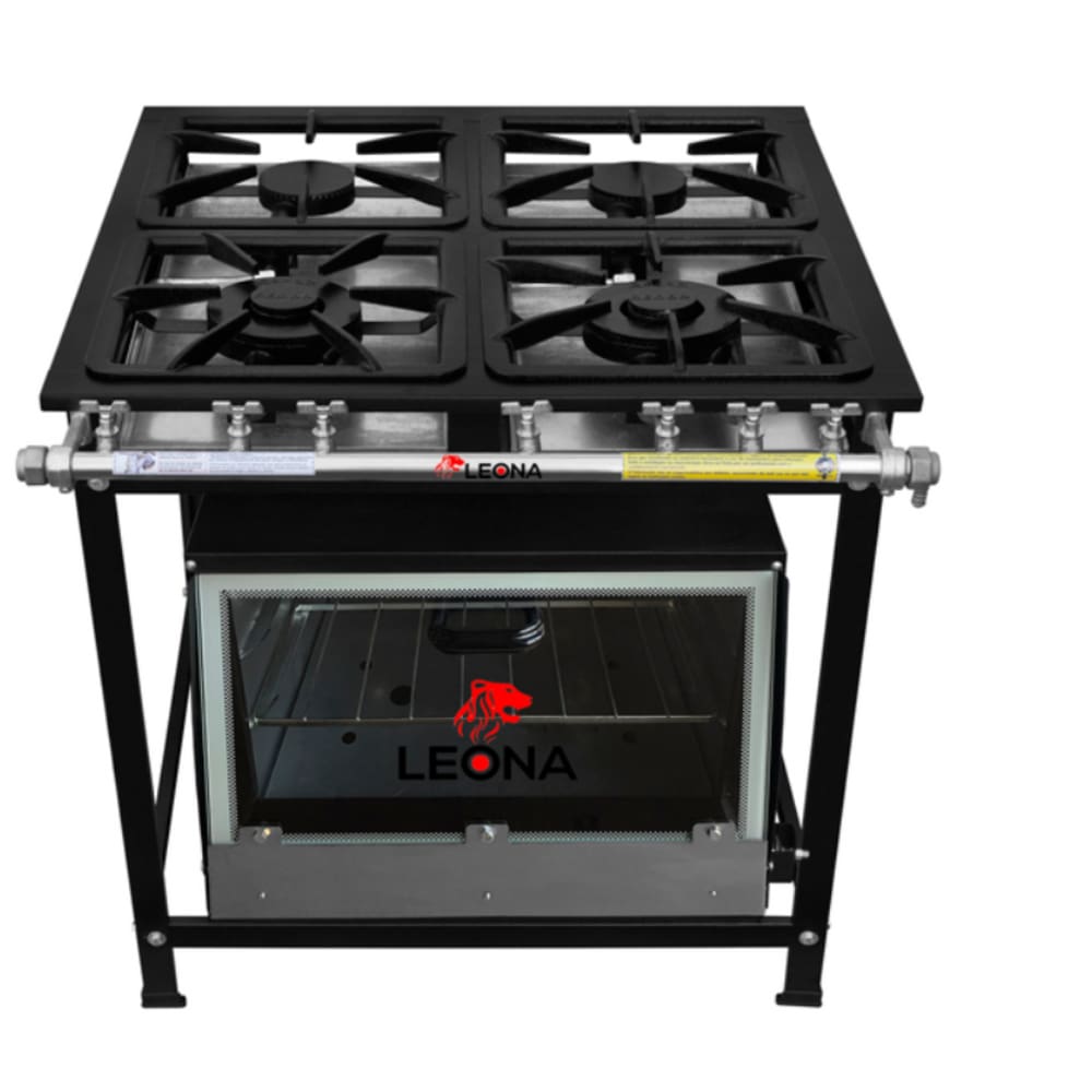 Fogão Industrial 4 Bocas 30x30 P5 com Forno Leona