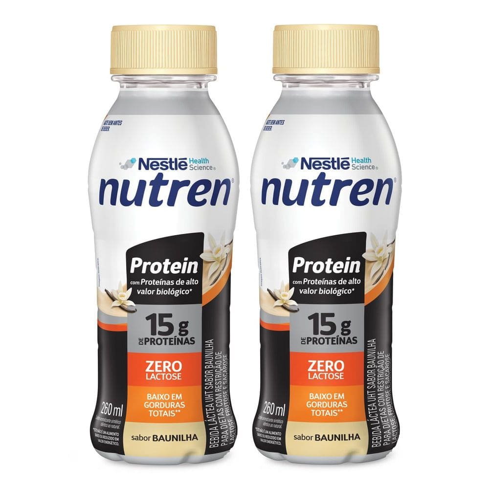 Kit 2 Bebida Láctea Nutren Protein 15g de Proteínas Baunilha 260ml