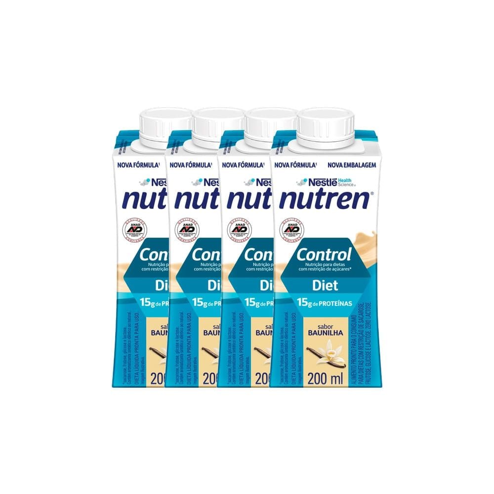 Kit 4 Nutren Control Diet com 15g de Proteínas Sabor Baunilha 200ml