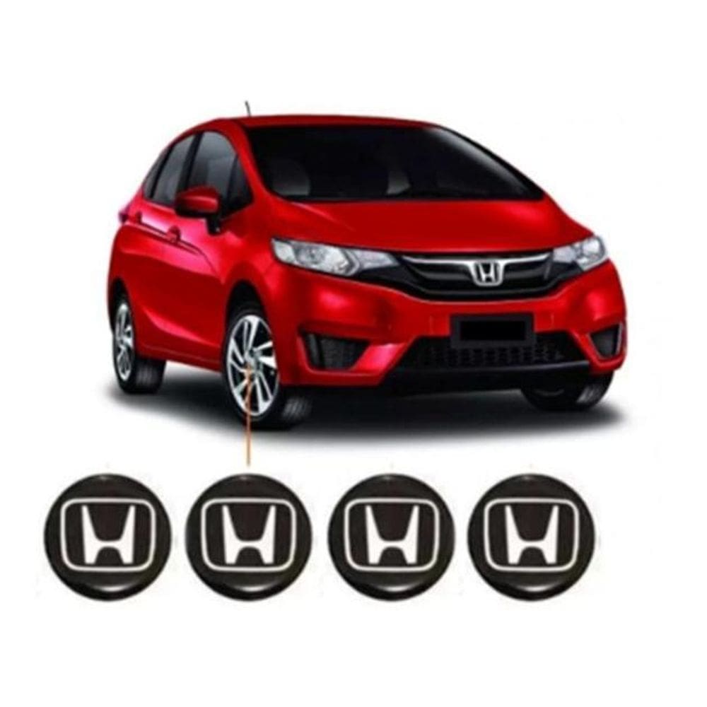 Emblema Adesivo Resinado 50Mm 04 Peças Honda Calota Roda