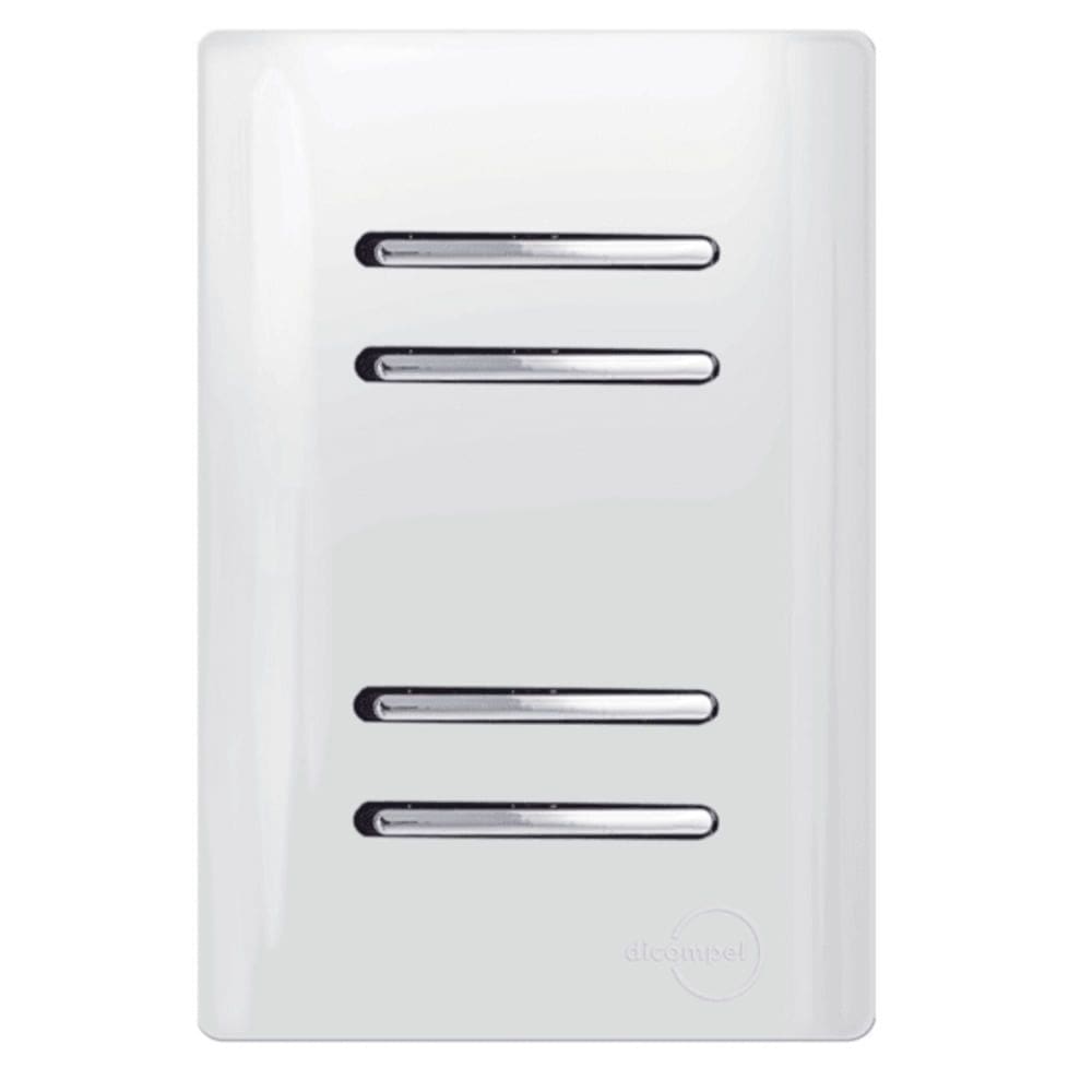 4 Interruptores Simples Cromado com Placa 4x2 Branco - DC-1200172 - NOVARA