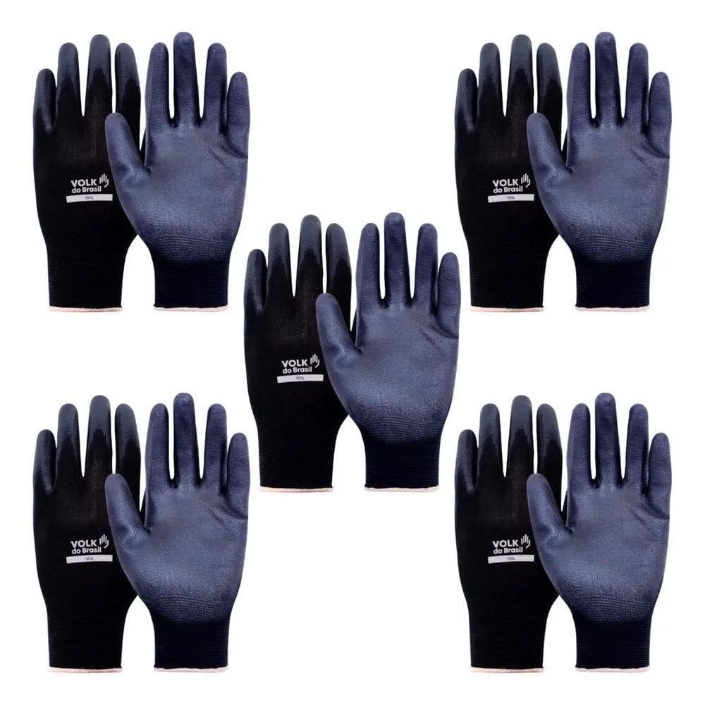 Kit 5 Prs Luva Pu Tátil Multitato Mecânico Tato Antiestática