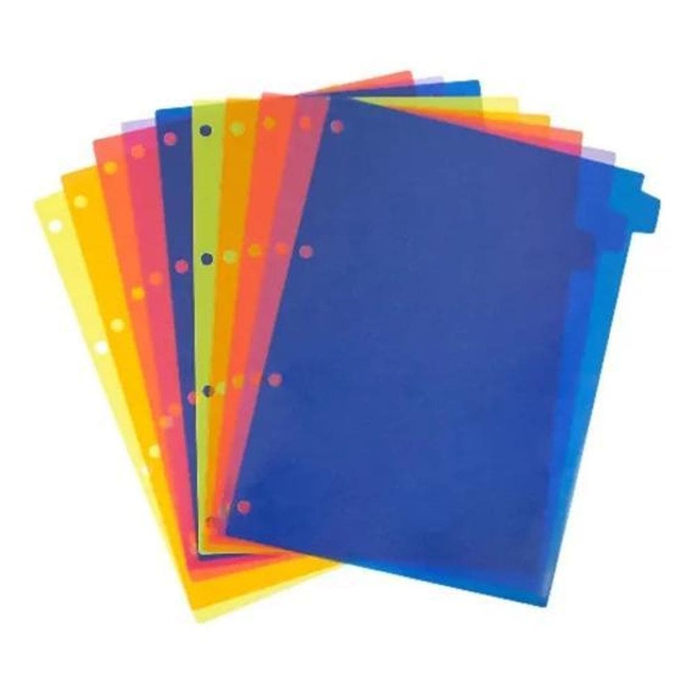 Divisória Fichário Colegial Com Visor Coloridas C/10