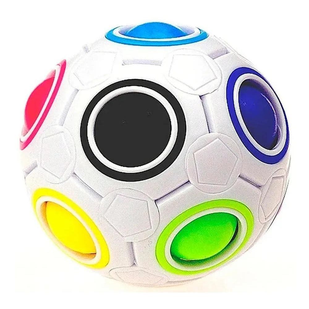 Kit 2 Cubo Mágico Bola Fidget Puzzle Rainbow Anti Estress Es