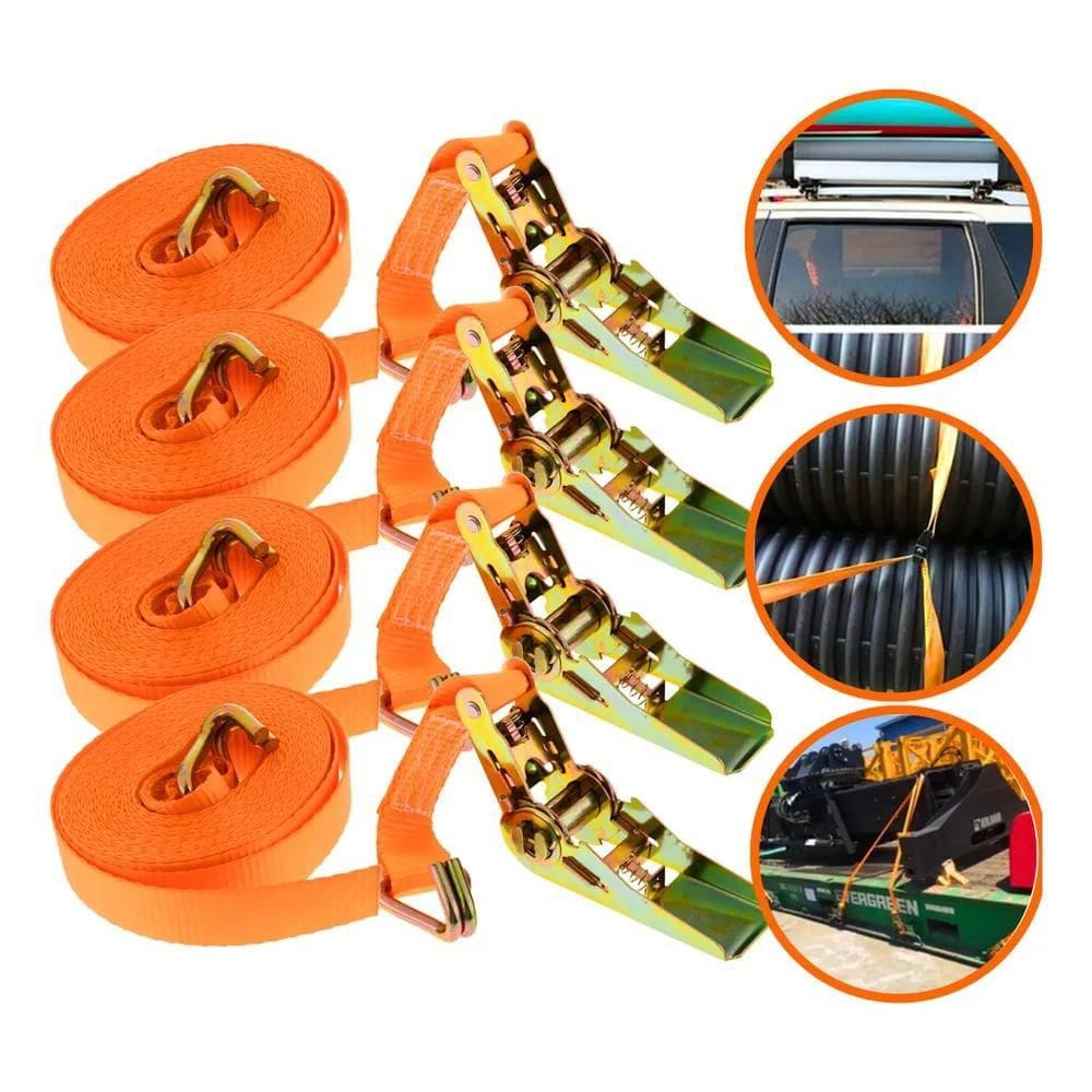 Kit 4 Catraca Com Cinta Fita Carga 5 Metros X Cap 0,8 Ton Co