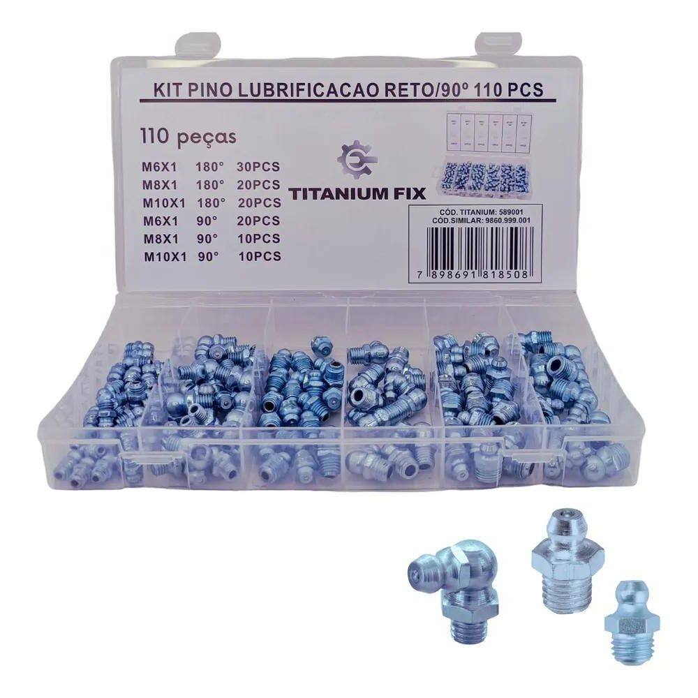 110 Unid Pino Para Bico Graxeiro Lubrificação Reto/90Graus