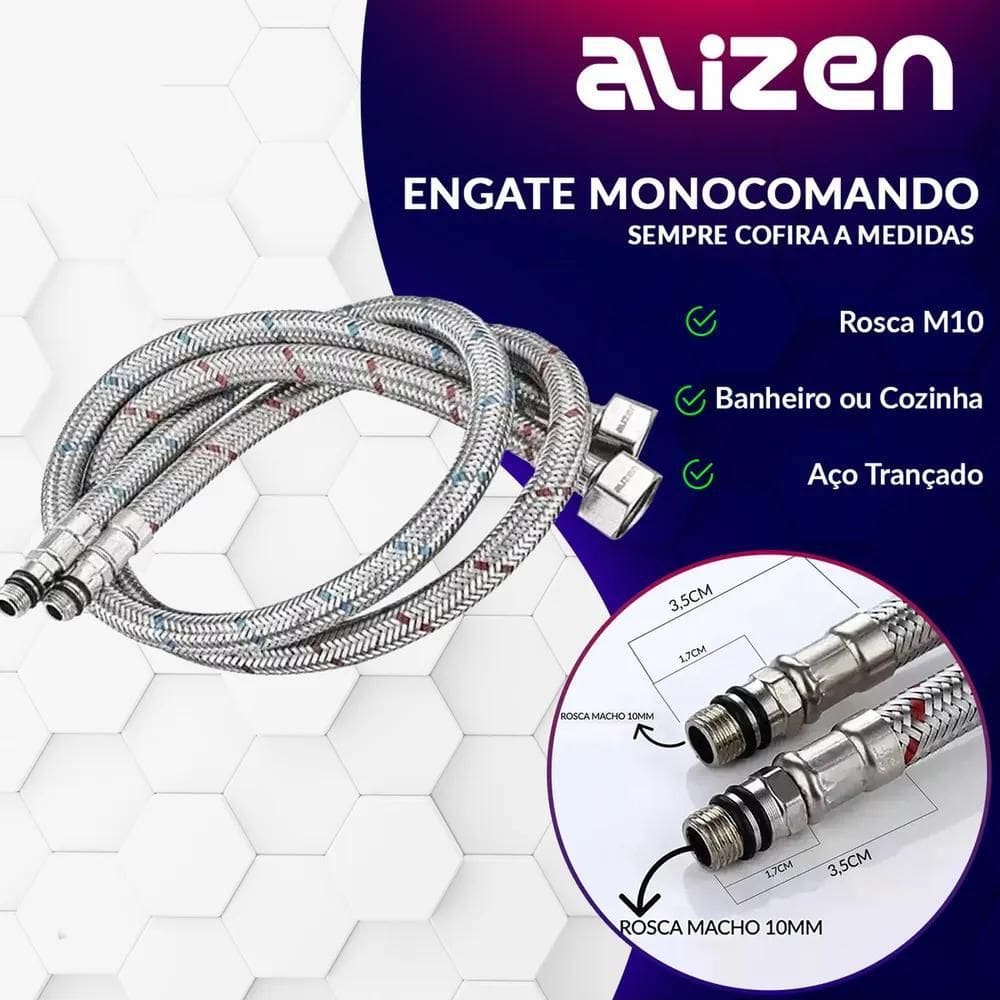 Engate Mangueira Flexível Misturador Monocomando 60 Cm Par C