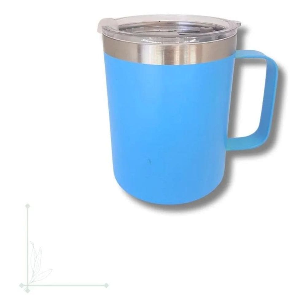 Caneca Térmica Aço Inox Com Canudo E Tampa Alça 360Ml