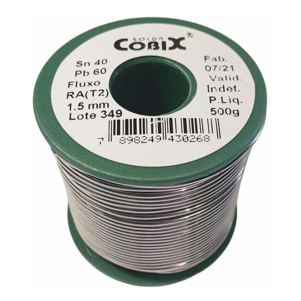 Solda Estanho 40X60 1.5Mm Carretel 500G Com Fluxo - Cobix