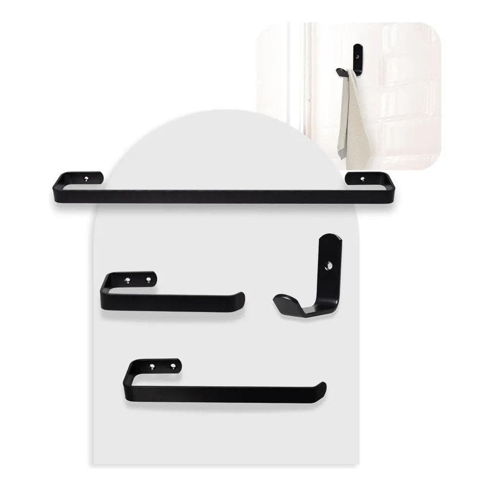 Kit Acessórios Para Banheiro Preto Fosco 4 Peças