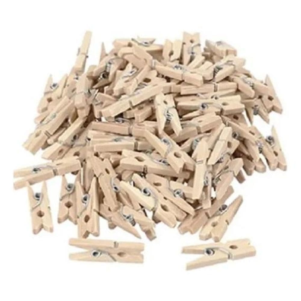 50 Mini Prendedor Pregador 2.5Cm De Madeira