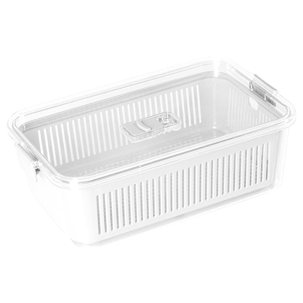 Pote Slim Hermético C/ Cesto de Drenagem e Travas de Fechamento Branco 2.570ml