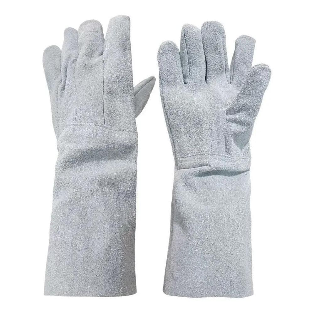 Luva Raspa Punho Longo Reforço Couro Soldador Segurança Epi