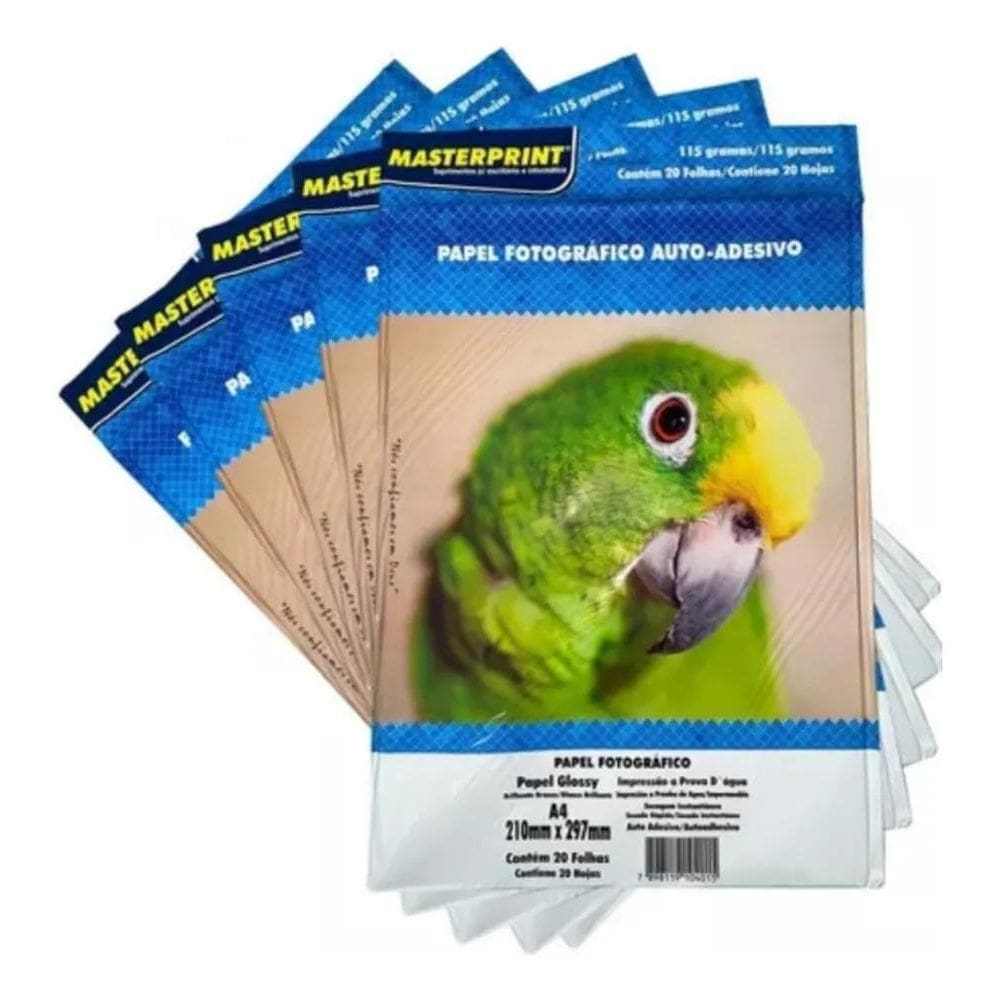 Papel Fotográfico Adesivo A4 Glossy 115G 100 Un. Masterprint