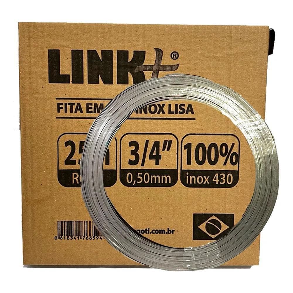 Rolo De Fita Fusimec 3/4 Polegada Aço Inox Lisa Rolo 25 Mts