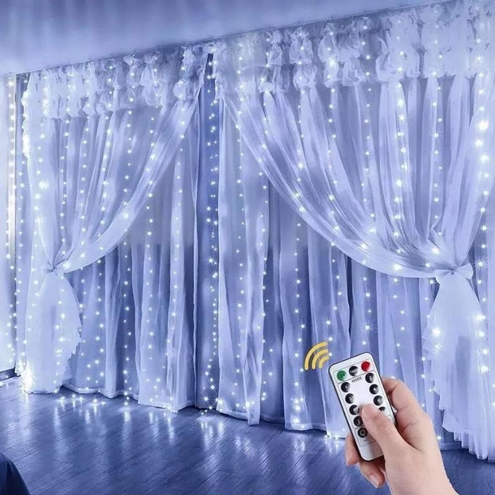 Cortina Led 3X3 Metros 300 Leds Decoração Luzes Pisca Festa