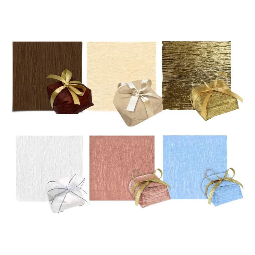 Papel Bem Casado Embalagem Doce Crepom + Plástiquinho 80Unid