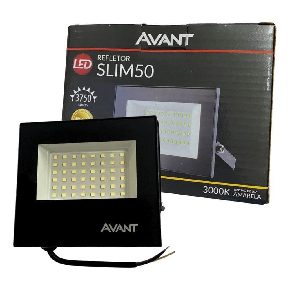Refletor Led Slim 50W 3000K Branco Quente 110V/220V Ip65 A P
