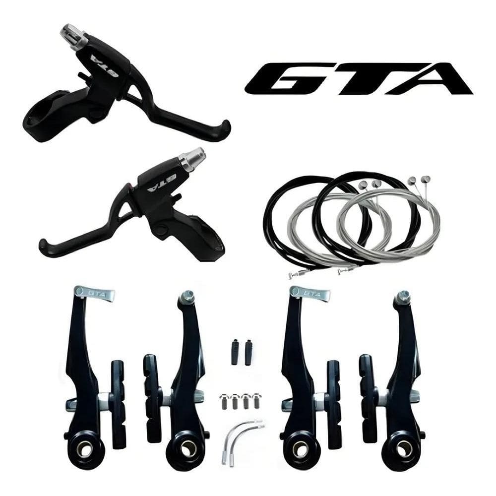 Jogo Completo Freio Vbrake Gta Alumínio Preto Bike Aro 24 26