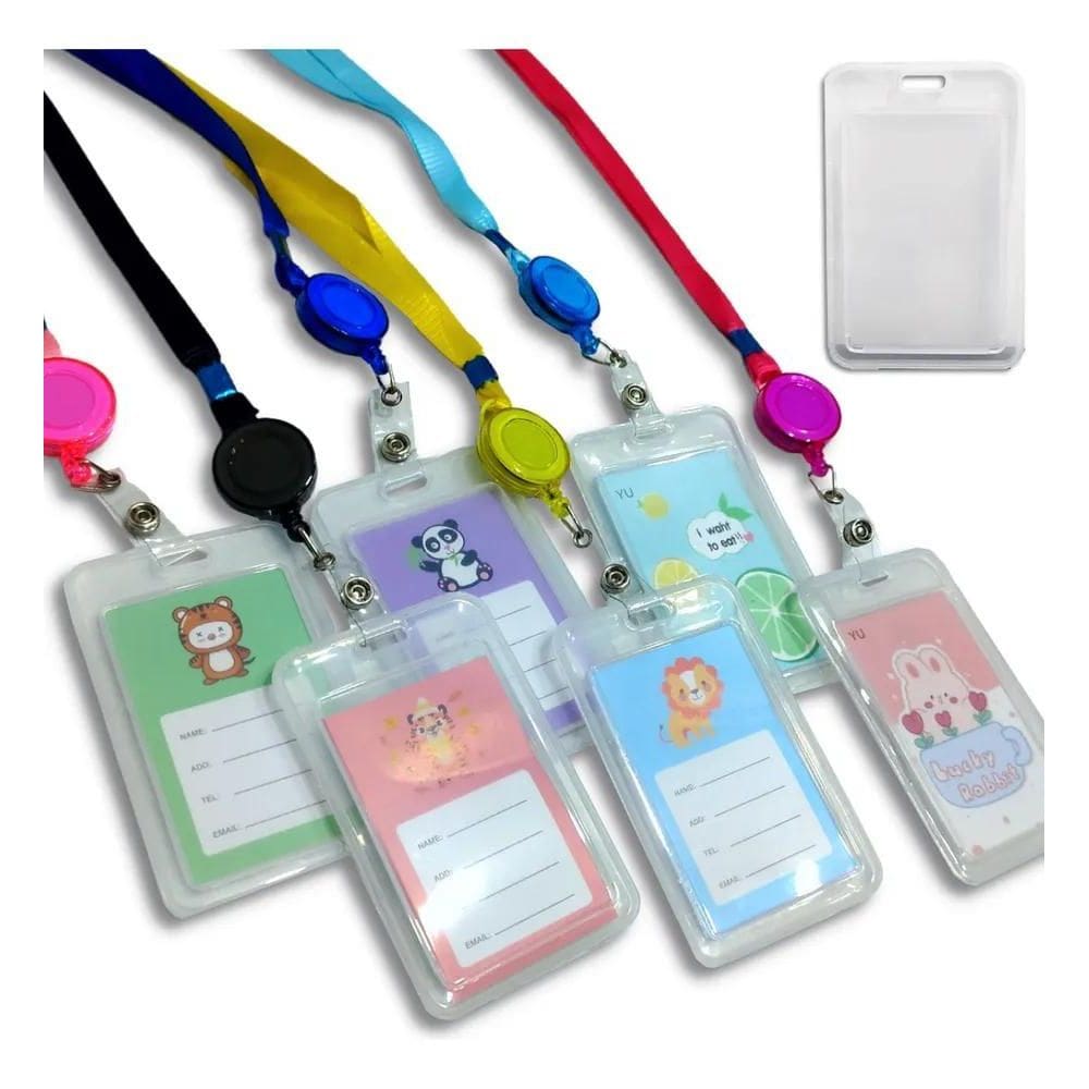 6 Suporte Transparente Duro Porta Crachá Plástico Kawaii