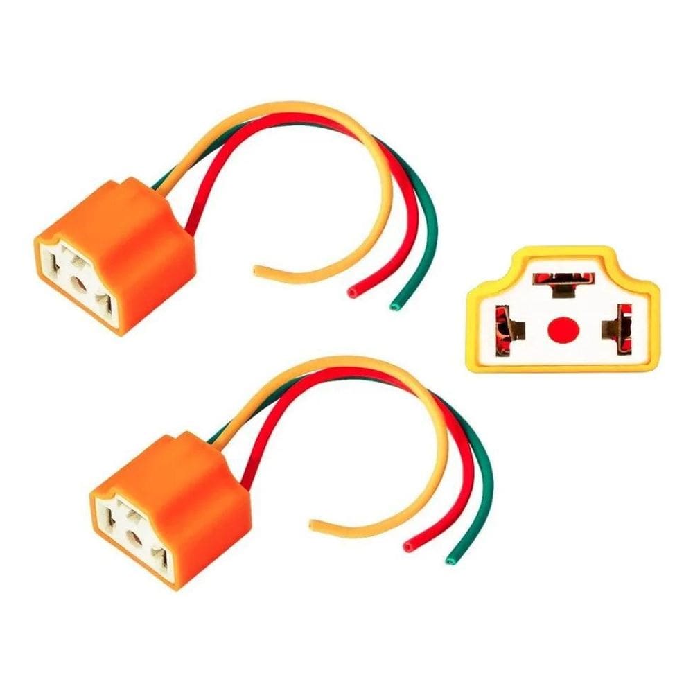 3X Par Tomada Plug Conector Farol H4 Em Cerâmica Não Derrete