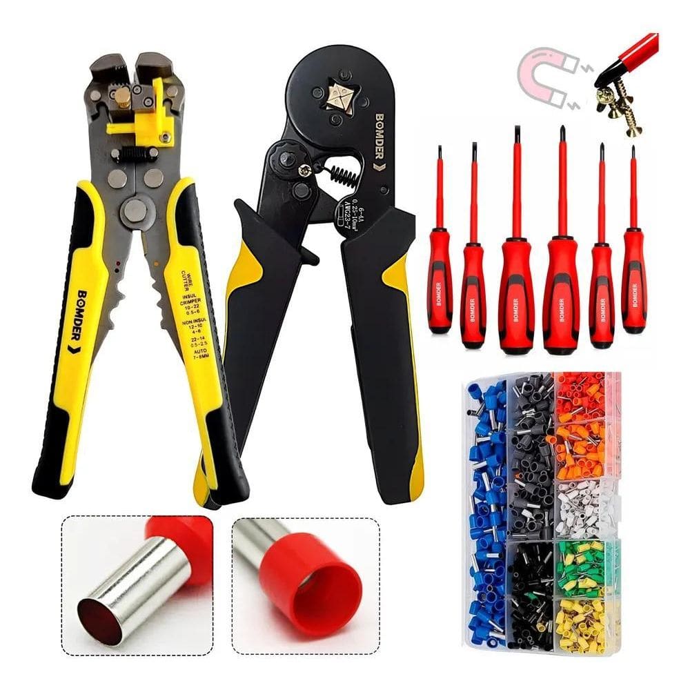 3X Alicate Crimpar + Desencapador + Jogo Chaves + Kit Termin